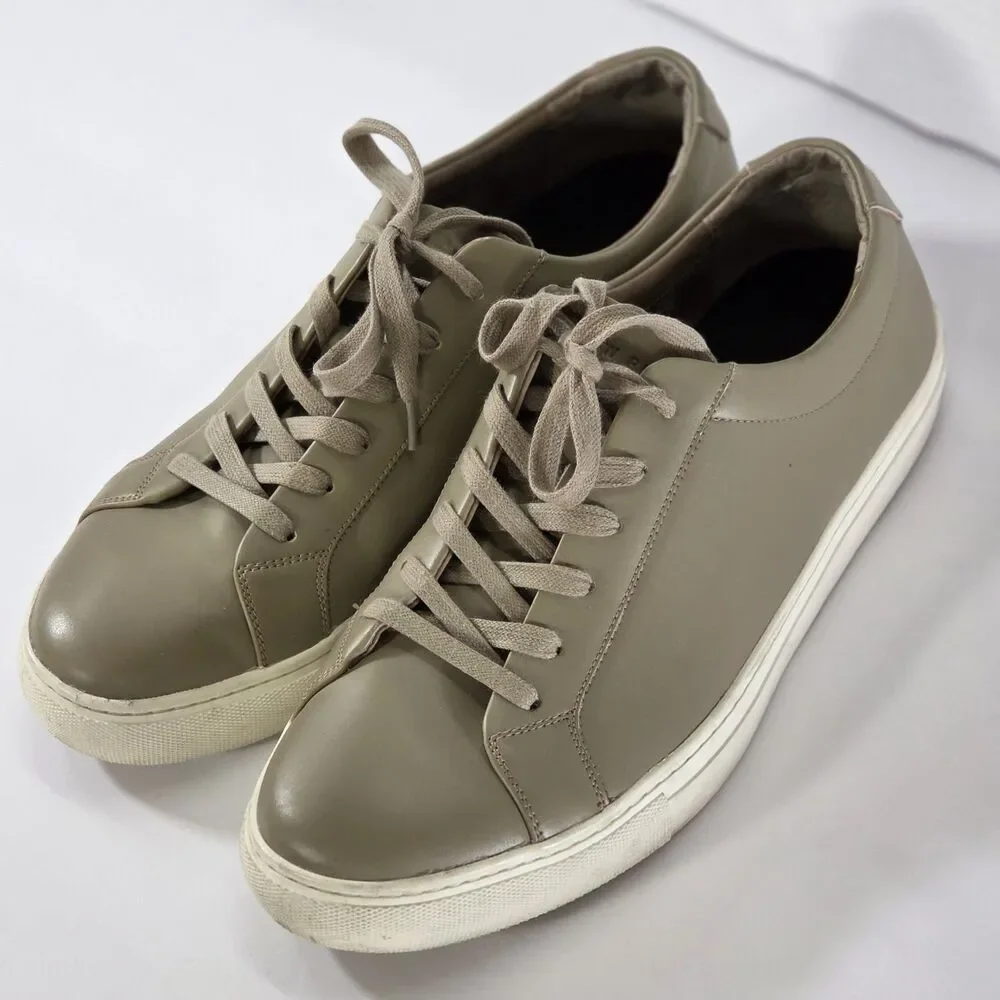 New Republic Kurt Sneakers Men 11.5 Leather Taupe Minimalist Preppy Casual Shoes